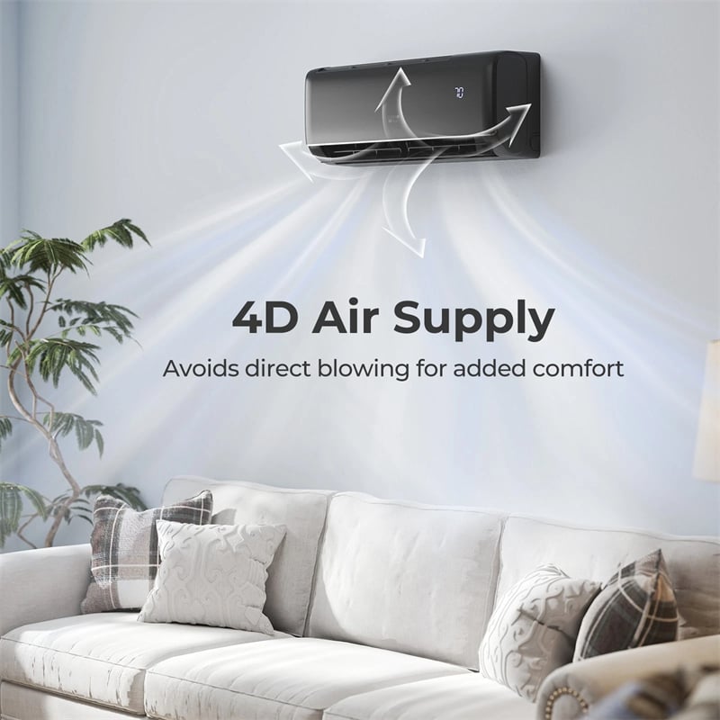 12000 BTU WiFi Enabled Mini Split Air Conditioner & Heater, 22 SEER2 115V Inverter Heat Pump System for Rooms up to 450 Sq.Ft, Compatible with Alexa