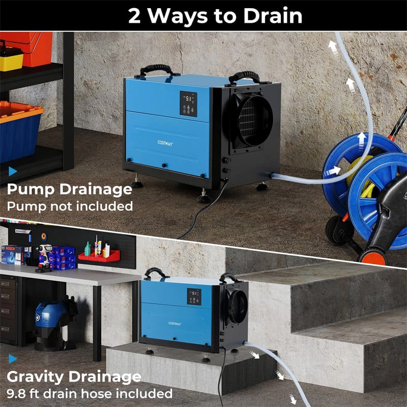 124 PPD Commercial Dehumidifier, 1300 Sq.Ft Crawl Space Dehumidifier with Drain Hose, Auto Defrost, 3 Modes & 24H Timer for Basement, Warehouse