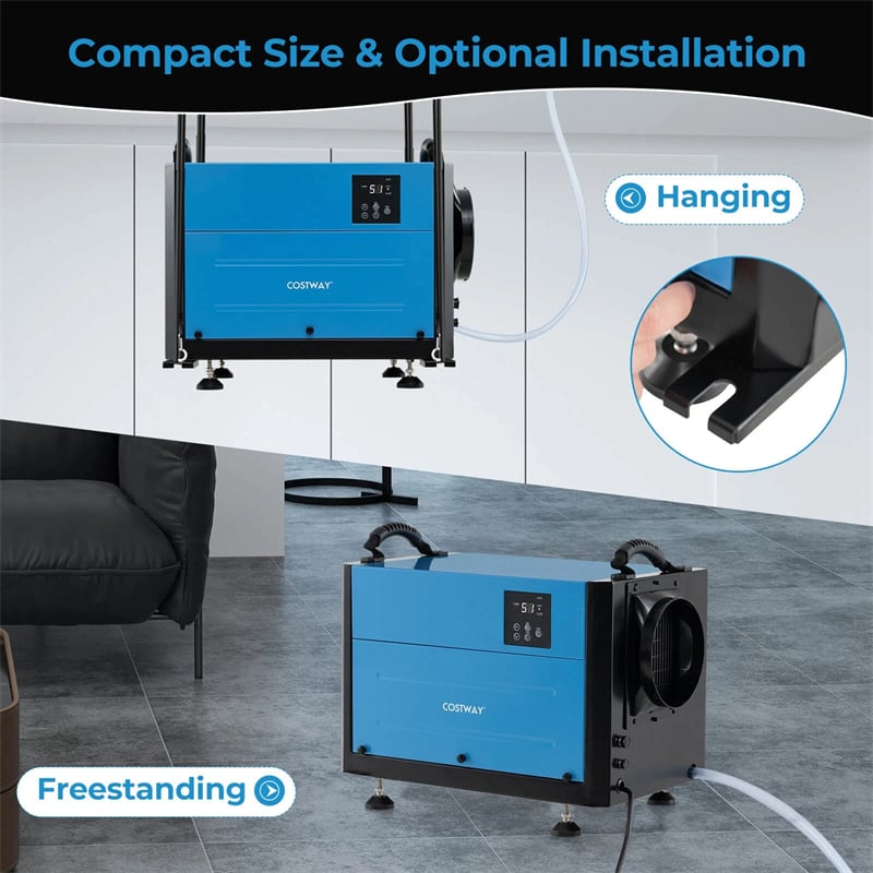 124 PPD Commercial Dehumidifier, 1300 Sq.Ft Crawl Space Dehumidifier with Drain Hose, Auto Defrost, 3 Modes & 24H Timer for Basement, Warehouse