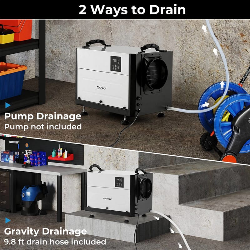 124 PPD Commercial Dehumidifier, 1300 Sq.Ft Crawl Space Dehumidifier with Drain Hose, Auto Defrost, 3 Modes & 24H Timer for Basement, Warehouse
