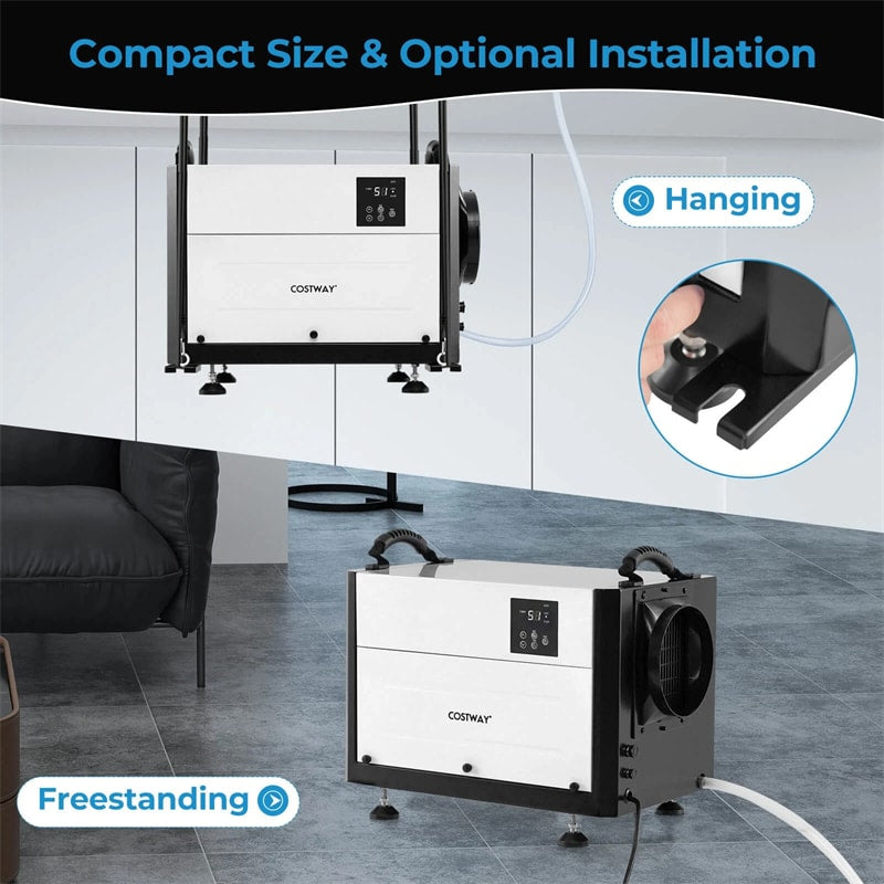 124 PPD Commercial Dehumidifier, 1300 Sq.Ft Crawl Space Dehumidifier with Drain Hose, Auto Defrost, 3 Modes & 24H Timer for Basement, Warehouse