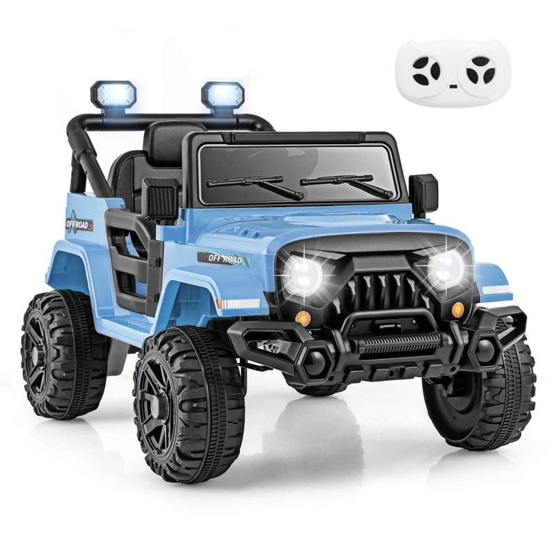 12V Kids Ride on Truck Car with Threaded Wheels, 3 Speeds Battery Powered Electric Vehicle Toy Car for Boys & Girls 3+