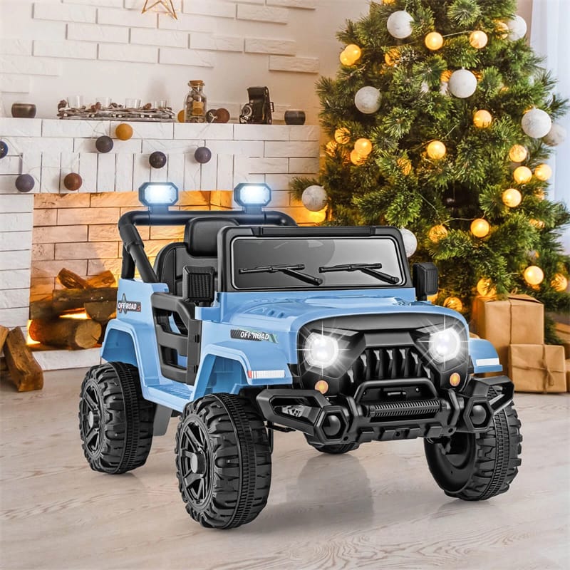 12V Kids Ride on Truck Car with Threaded Wheels, 3 Speeds Battery Powered Electric Vehicle Toy Car for Boys & Girls 3+