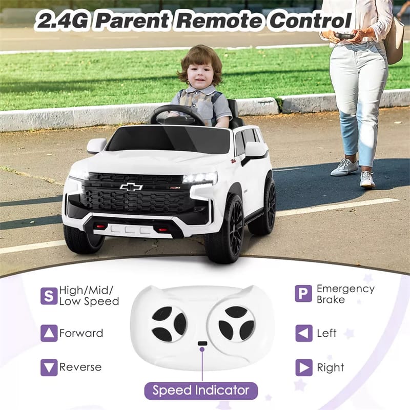 Licensed Chevrolet Tahoe Kids Ride On Car 12V Battery Powered Electric Truck SUV RC Vehicle with Light & Music