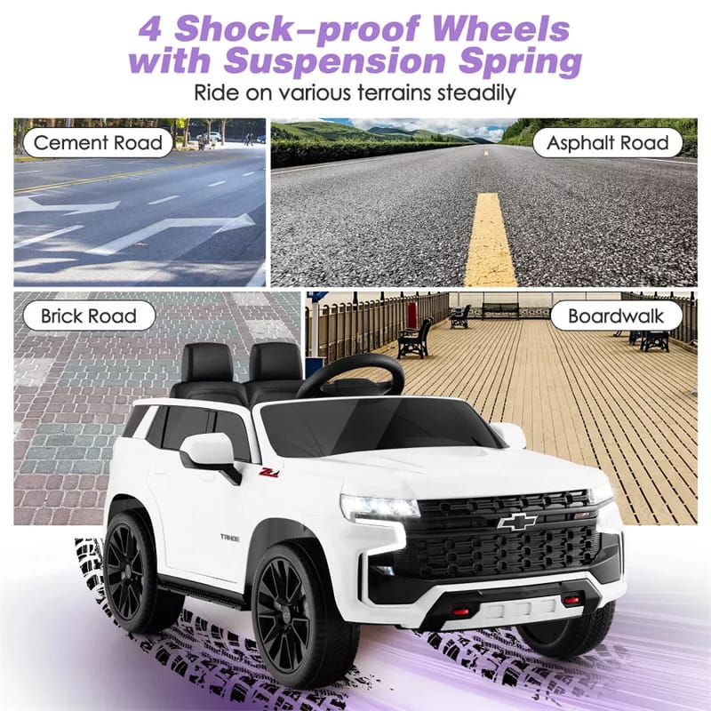 Licensed Chevrolet Tahoe Kids Ride On Car 12V Battery Powered Electric Truck SUV RC Vehicle with Light & Music