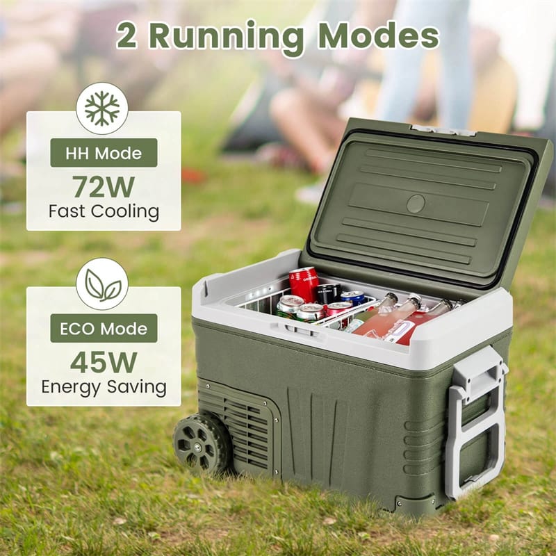 12/24V Portable Car Refrigerator, 37/53QT Car Fridge Freezer Electric Cooler with Wheels & -4℉~68℉ Adjustable Range for Camping RV Travel
