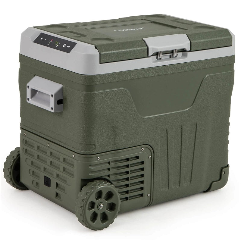 12/24V Portable Car Refrigerator, 37/53QT Car Fridge Freezer Electric Cooler with Wheels & -4℉~68℉ Adjustable Range for Camping RV Travel