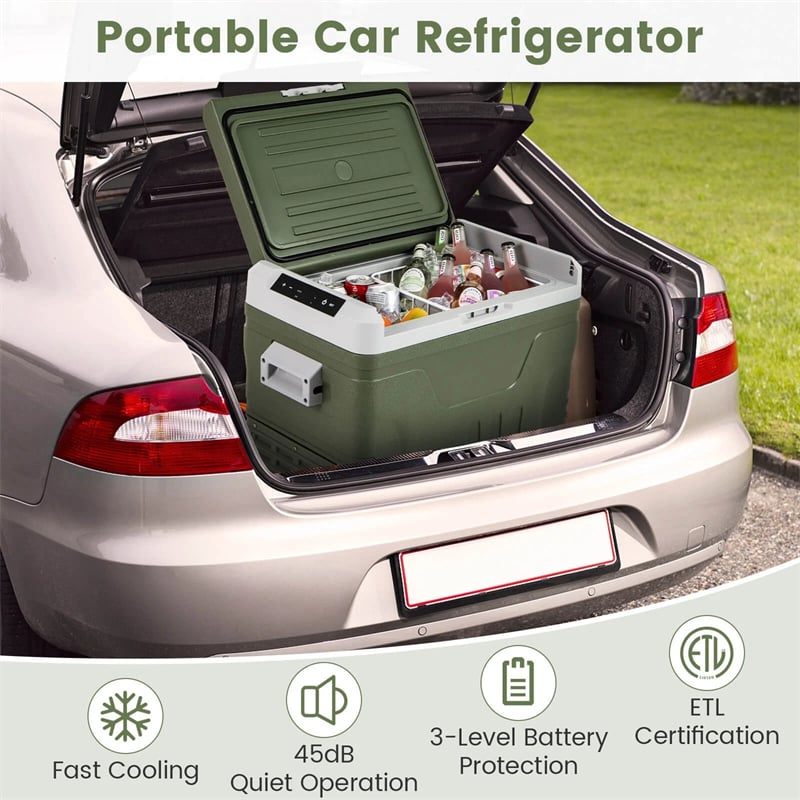12/24V Portable Car Refrigerator, 37/53QT Car Fridge Freezer Electric Cooler with Wheels & -4℉~68℉ Adjustable Range for Camping RV Travel