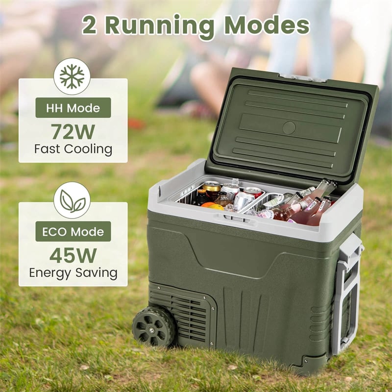 12/24V Portable Car Refrigerator, 37/53QT Car Fridge Freezer Electric Cooler with Wheels & -4℉~68℉ Adjustable Range for Camping RV Travel