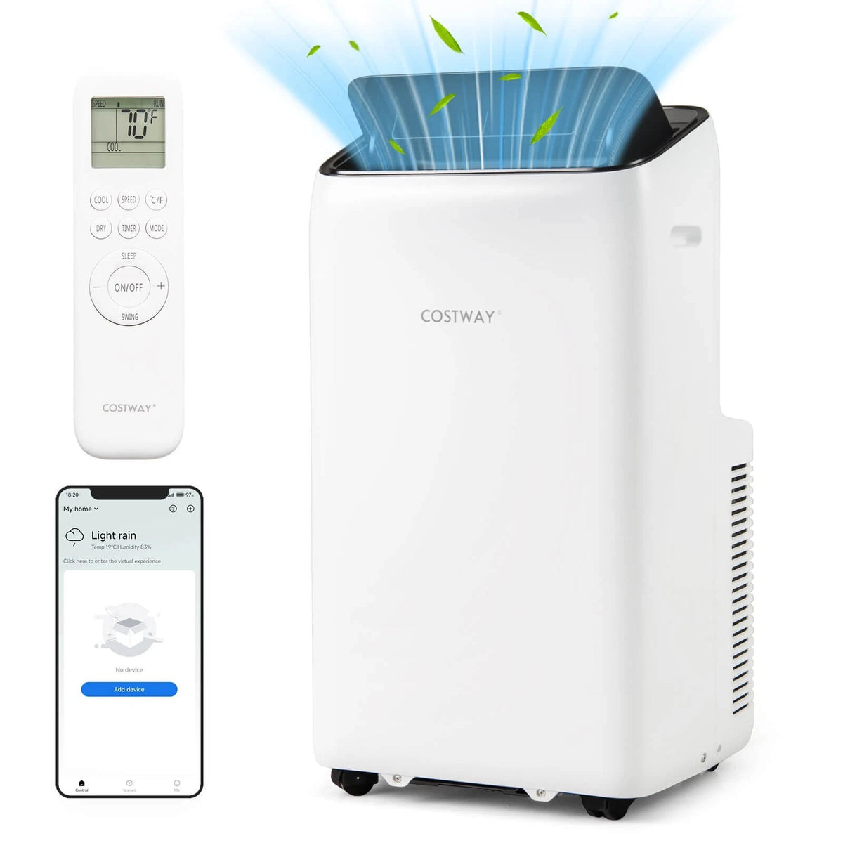 14000 BTU Inverter Portable Air Conditioner, WiFi Smart 3-in-1 AC Unit with Dehumidifier & Fan, App/Voice Control, Window Kit for 650 Sq. Ft Rooms