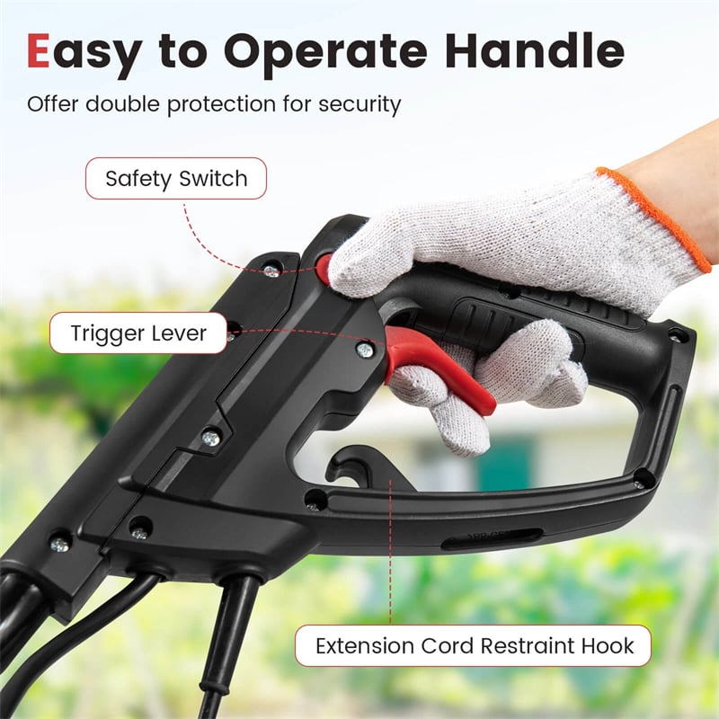 14" 10 Amp Corded Electric Tiller Cultivator, Garden Rototiller with Foldable Handle, 9" Tilling Depth & Safety Lock for Lawn Soil Digging