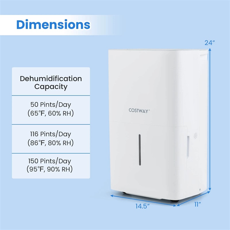 150 Pints Energy Star Dehumidifier with Pump Drain Hose, 7000 Sq.Ft Portable Dehumidifier w/24H Timer, LED Display & Auto Defrost for Basement, Garage