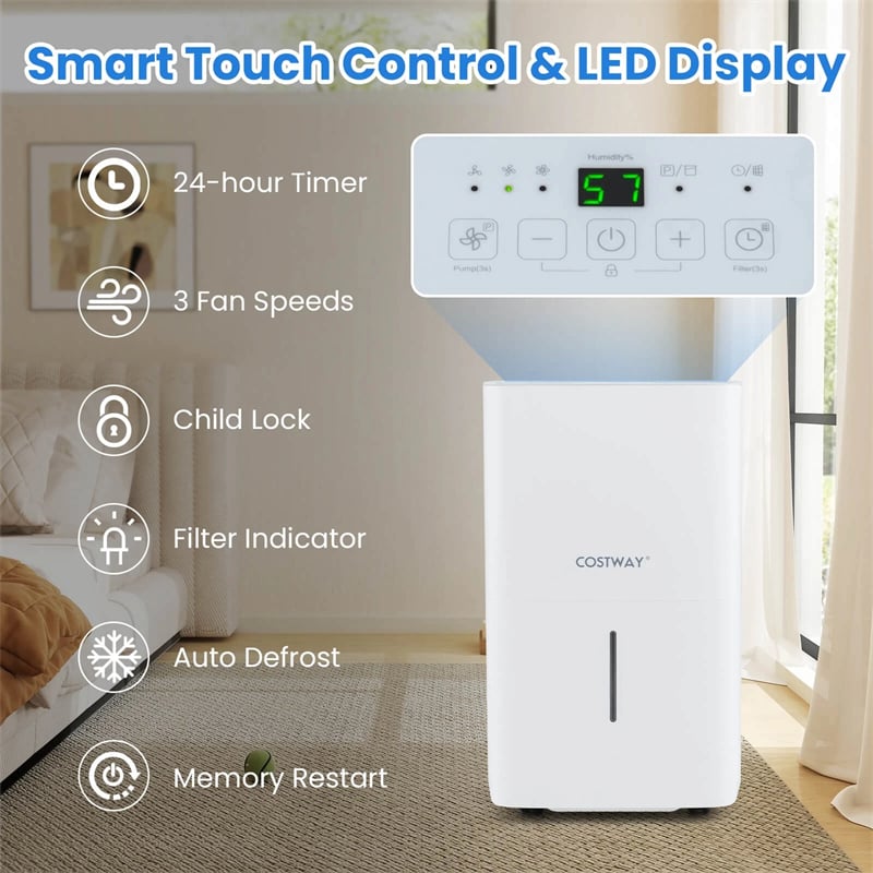150 Pints Energy Star Dehumidifier with Pump Drain Hose, 7000 Sq.Ft Portable Dehumidifier w/24H Timer, LED Display & Auto Defrost for Basement, Garage