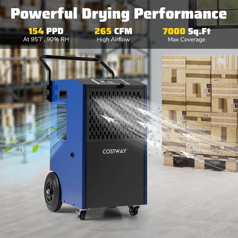 154 Pints Commercial Dehumidifier with Pump & Drain Hose, Heavy Duty Portable Industrial for Home Basements Job Sites