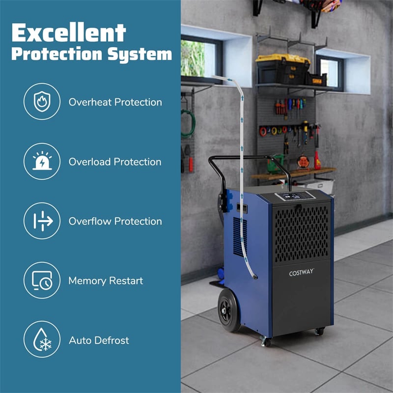 154 Pints Commercial Dehumidifier with Pump & Drain Hose, Heavy Duty Portable Industrial for Home Basements Job Sites