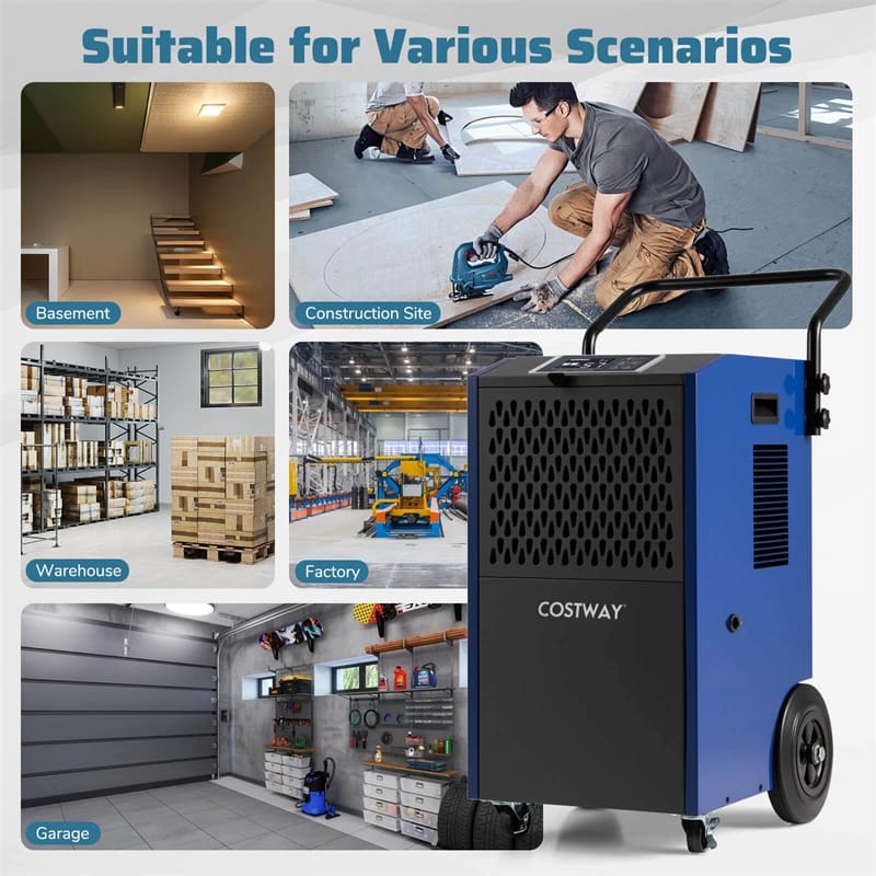 154 Pints Commercial Dehumidifier with Pump & Drain Hose, Heavy Duty Portable Industrial for Home Basements Job Sites