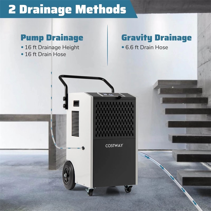 154 Pints Commercial Dehumidifier with Pump & Drain Hose, Heavy Duty Portable Industrial for Home Basements Job Sites