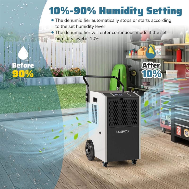 154 Pints Commercial Dehumidifier with Pump & Drain Hose, Heavy Duty Portable Industrial for Home Basements Job Sites