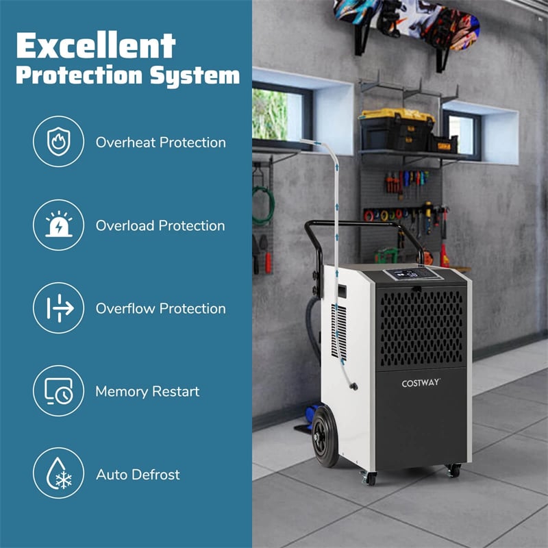 154 Pints Commercial Dehumidifier with Pump & Drain Hose, Heavy Duty Portable Industrial for Home Basements Job Sites