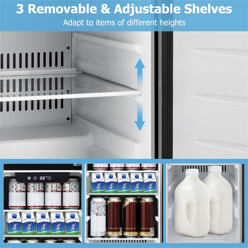 15 Inch Beverage Refrigerator, Built-in/Freestanding Undercounter Drink Fridge Cooler with Stainless Steel Door & Removable Shelves for Soda Beer Wine