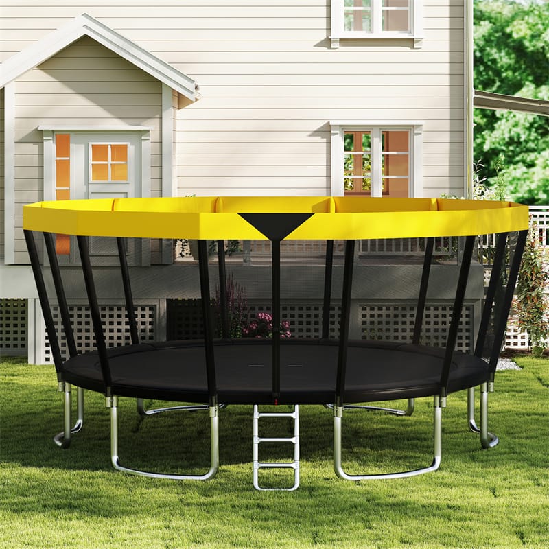 16FT Outdoor Trampoline, ASTM Approved Recreational Trampoline with Safety Enclosure Net & Ladder, 500LBS Weight Capacity for Kids Adults Backyard