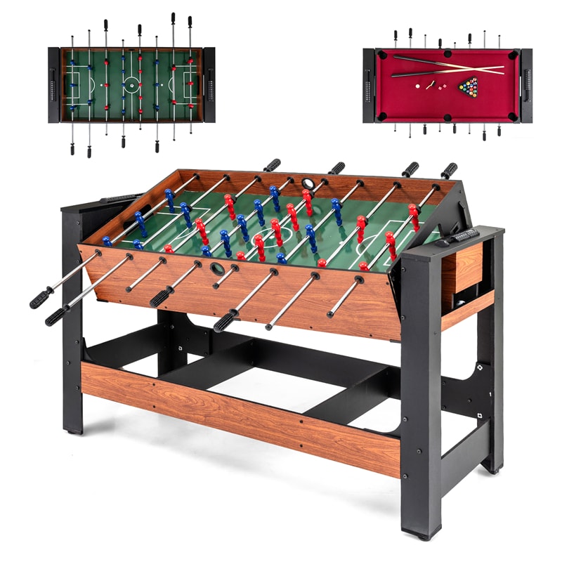 2-in-1 Swivel Game Table, 54 Inch Full Size Foosball & Pool Combo Table with All Accessories, Indoor Arcade Table for Home Game Room & Adults