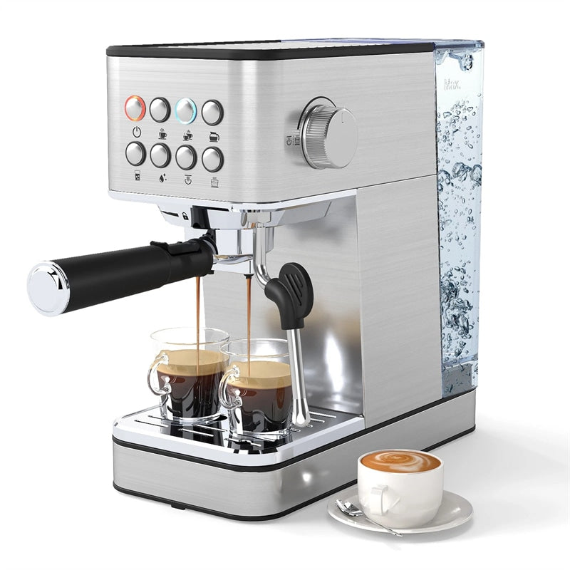 20 Bar Espresso Machine, Compact Stainless Steel Coffee Maker with Milk Frother, 57oz Water Tank & Hot Water for Latte, Cappuccino & Cold Brew