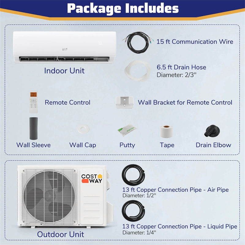 23000 BTU Mini Split Air Conditioner, 208/230V 17 SEER2 Wifi Enabled Inverter Split AC & Heater Pump System Cools Up to 1500 Sq.Ft, Work with Alexa