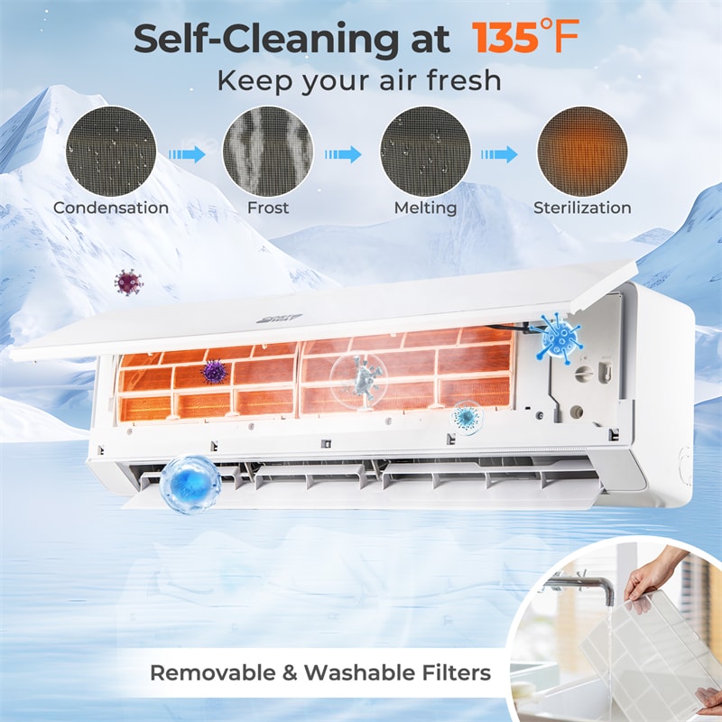 24000 BTU 25 SEER2 WiFi Ductless Mini Split Air Conditioner & Heater, Energy Star Certified 2 Ton 208-230V Inverter Heat Pump for 1500 Sq.Ft Rooms