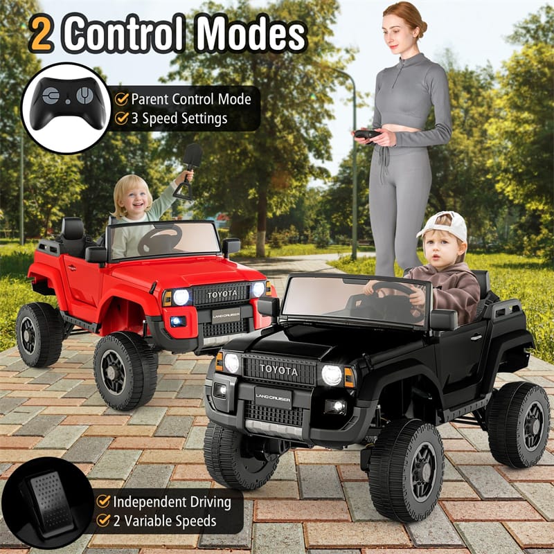 24V 2-Seater Ride on Car, Licensed Toyota LC250 Electric Ride-On Truck with Remote, 4WD/2WD Switchable & Spring Suspension for Kids Ages 3+