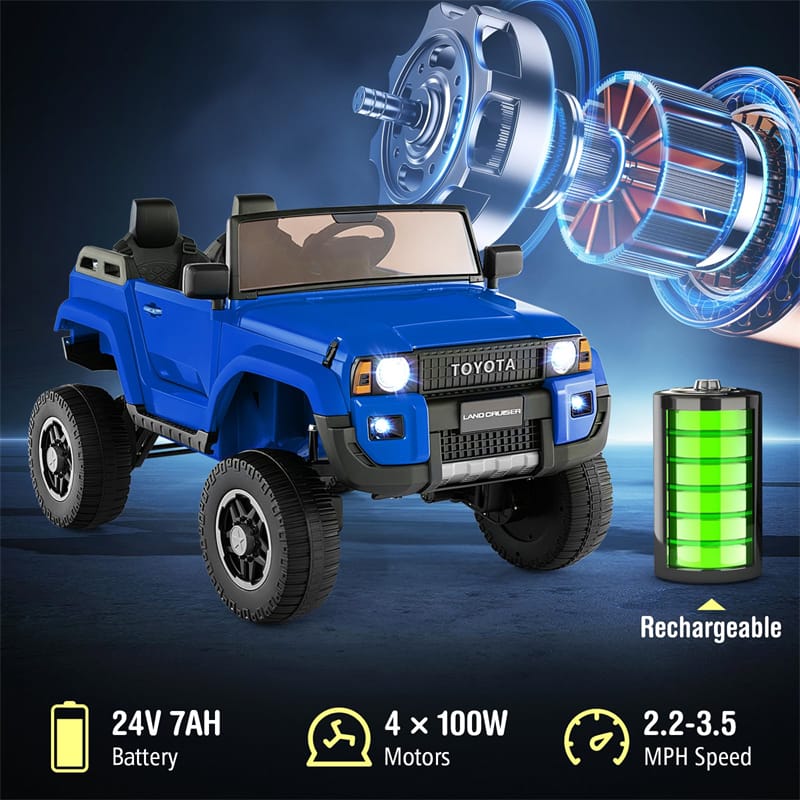 24V 2-Seater Ride on Car, Licensed Toyota LC250 Electric Ride-On Truck with Remote, 4WD/2WD Switchable & Spring Suspension for Kids Ages 3+