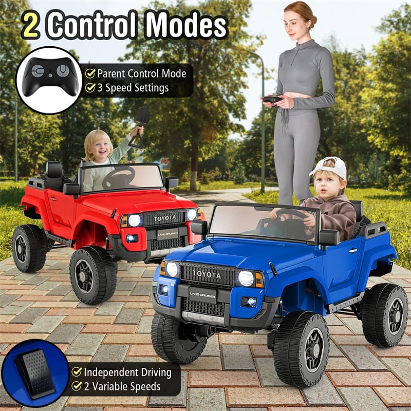 24V 2-Seater Ride on Car, Licensed Toyota LC250 Electric Ride-On Truck with Remote, 4WD/2WD Switchable & Spring Suspension for Kids Ages 3+