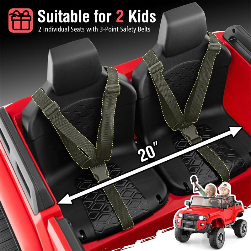 24V 2-Seater Ride on Car, Licensed Toyota LC250 Electric Ride-On Truck with Remote, 4WD/2WD Switchable & Spring Suspension for Kids Ages 3+