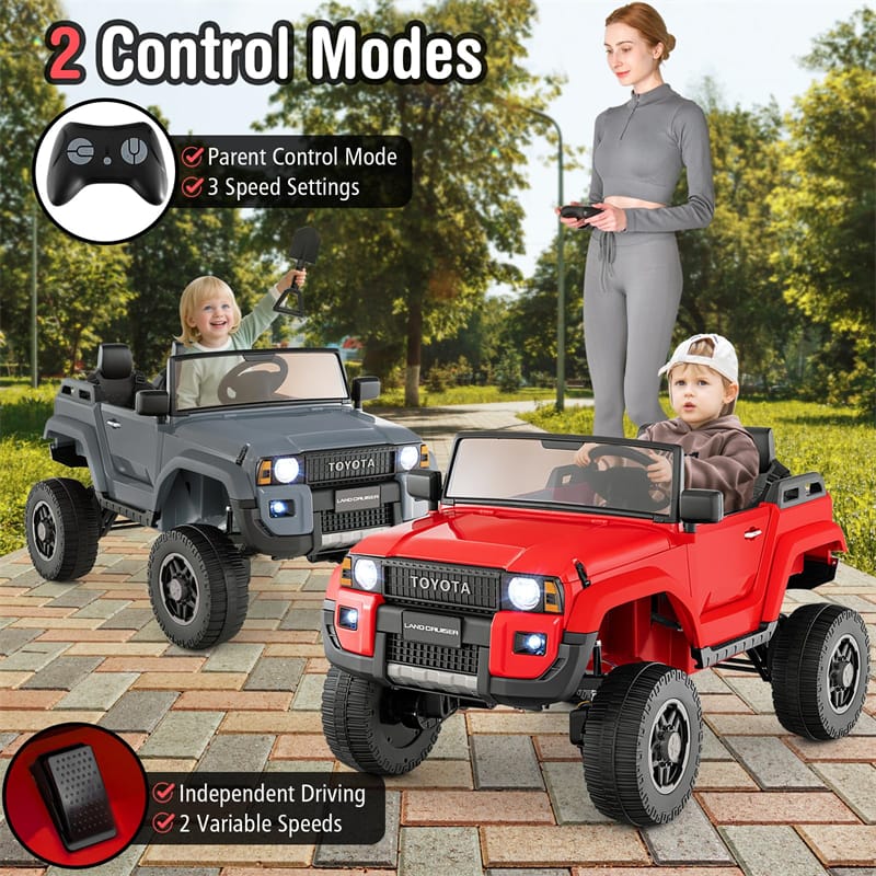 24V 2-Seater Ride on Car, Licensed Toyota LC250 Electric Ride-On Truck with Remote, 4WD/2WD Switchable & Spring Suspension for Kids Ages 3+