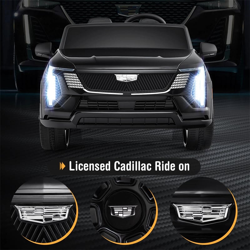 24V 2-Seater Ride-On Truck, Licensed Cadillac Kids Electric Car with Remote Control, 3 Speeds, LED Lights & Spring Suspension for Ages 3+