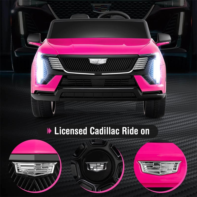24V 2-Seater Ride-On Truck, Licensed Cadillac Kids Electric Car with Remote Control, 3 Speeds, LED Lights & Spring Suspension for Ages 3+