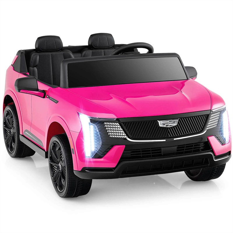 24V 2-Seater Ride-On Truck, Licensed Cadillac Kids Electric Car with Remote Control, 3 Speeds, LED Lights & Spring Suspension for Ages 3+