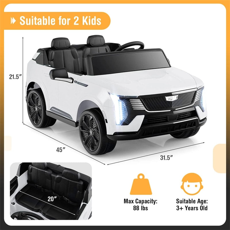 24V 2-Seater Ride-On Truck, Licensed Cadillac Kids Electric Car with Remote Control, 3 Speeds, LED Lights & Spring Suspension for Ages 3+