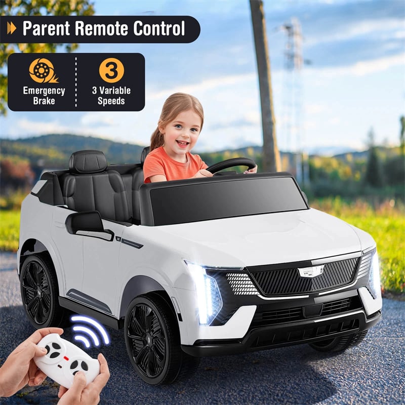 24V 2-Seater Ride-On Truck, Licensed Cadillac Kids Electric Car with Remote Control, 3 Speeds, LED Lights & Spring Suspension for Ages 3+