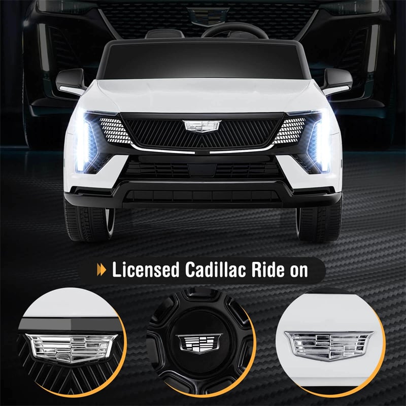 24V 2-Seater Ride-On Truck, Licensed Cadillac Kids Electric Car with Remote Control, 3 Speeds, LED Lights & Spring Suspension for Ages 3+