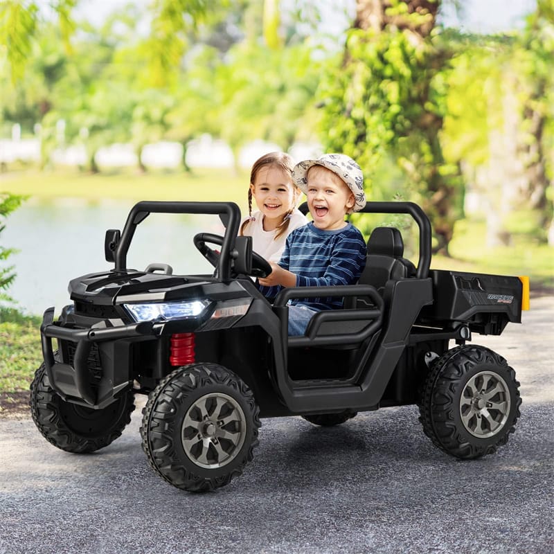 2-Seater Kids Ride On UTV, 12V Battery Powered Electric Toy Car with Remote Control, Dump Bed & Extra Shovel