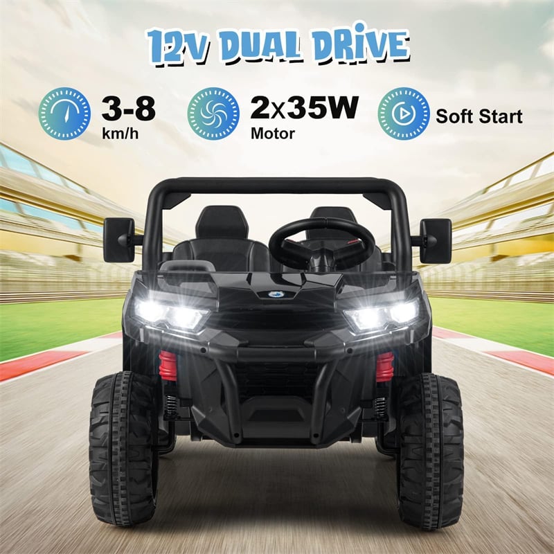 2-Seater Kids Ride On UTV, 12V Battery Powered Electric Toy Car with Remote Control, Dump Bed & Extra Shovel