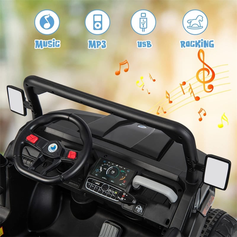 2-Seater Kids Ride On UTV, 12V Battery Powered Electric Toy Car with Remote Control, Dump Bed & Extra Shovel
