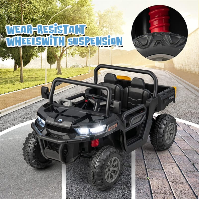 2-Seater Kids Ride On UTV, 12V Battery Powered Electric Toy Car with Remote Control, Dump Bed & Extra Shovel