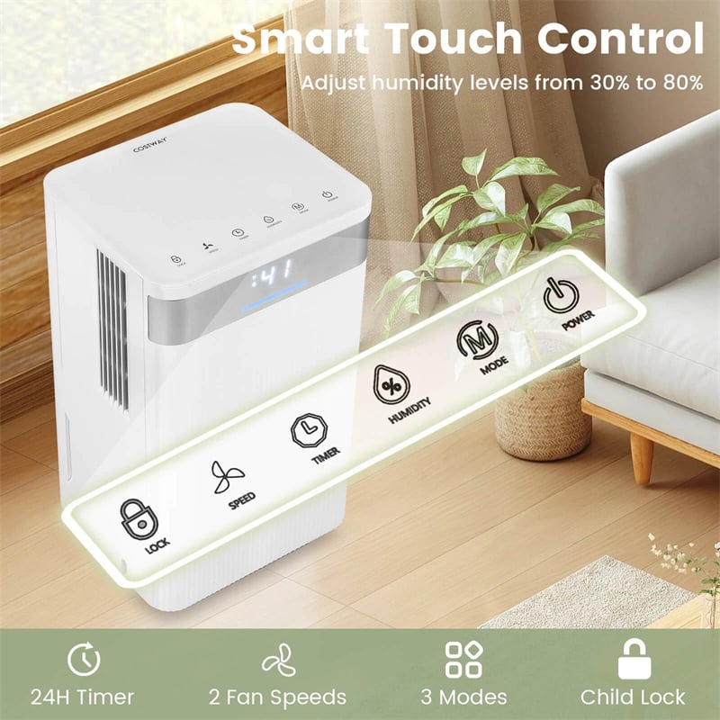 32 Pints 2000 Sq.ft Basement Dehumidifier with Drain Hose, 24H Timer & 3-Color Indicator, Quiet Portable Dehumidifier for Home, Bedroom, Bathroom