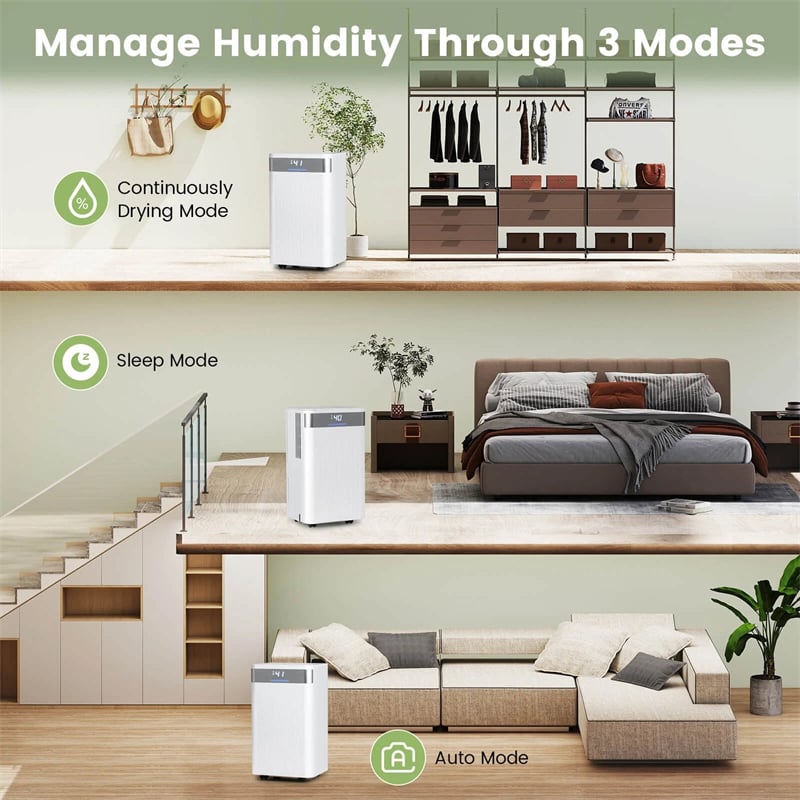 32 Pints 2000 Sq.ft Basement Dehumidifier with Drain Hose, 24H Timer & 3-Color Indicator, Quiet Portable Dehumidifier for Home, Bedroom, Bathroom