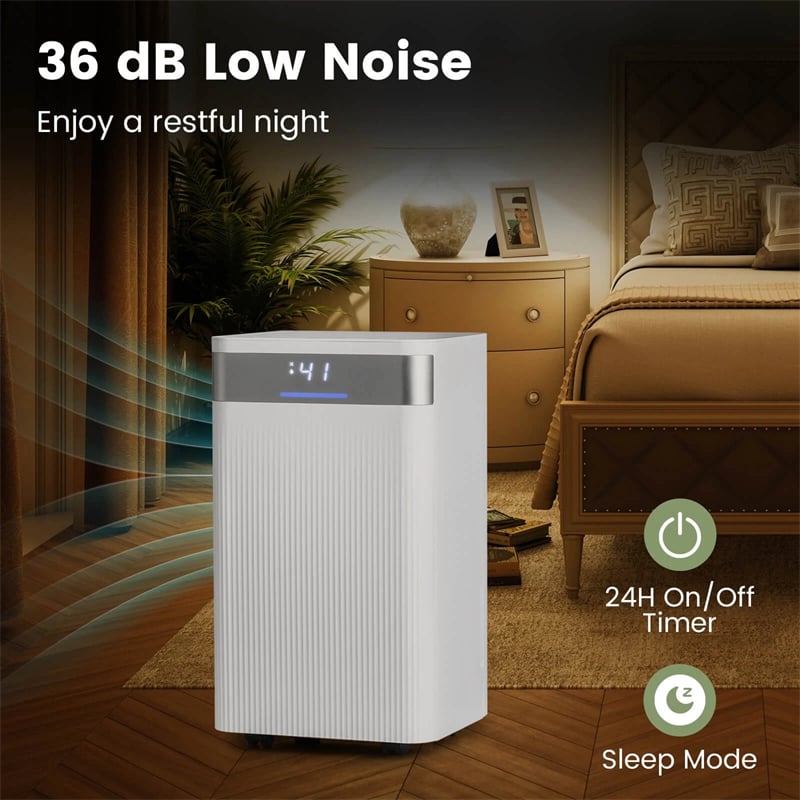 32 Pints 2000 Sq.ft Basement Dehumidifier with Drain Hose, 24H Timer & 3-Color Indicator, Quiet Portable Dehumidifier for Home, Bedroom, Bathroom