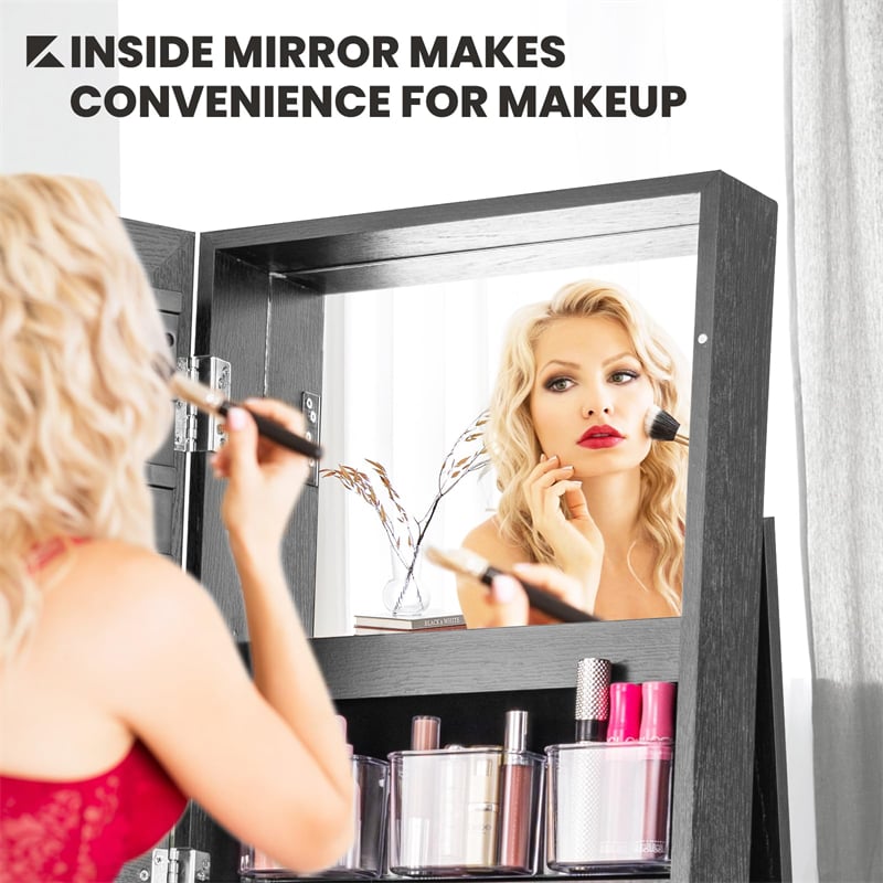 360° Rotating Jewelry Armoire with Higher Full Length Mirror, 3-in-1 Freestanding Lockable Jewelry Cabinet Organizer
