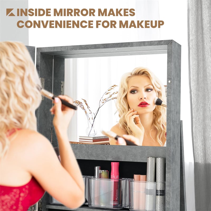 360° Rotating Jewelry Armoire with Higher Full Length Mirror, 3-in-1 Freestanding Lockable Jewelry Cabinet Organizer