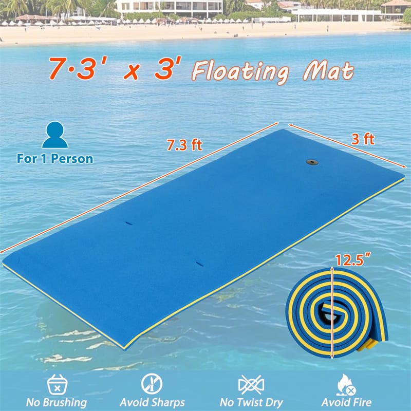 87" x 36" Floating Water Mat Pad, 3-Layer XPE Foam Water Pad/Pool Mat/Lounger Floating Island for River Lake Ocean